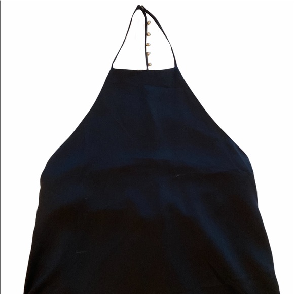 DO+BE Satin Black Halter Top with Faux Pearls - Picture 4 of 5